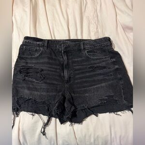 Black Distressed Denim Shorts